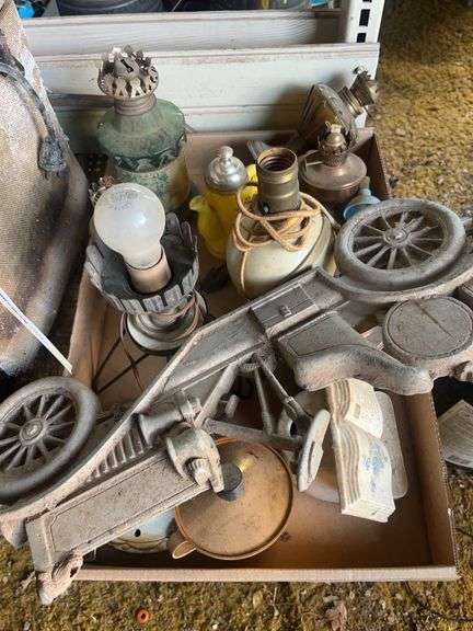 Mixed Lot of Lamps, Lighting Parts, and Metal Car Decoration image