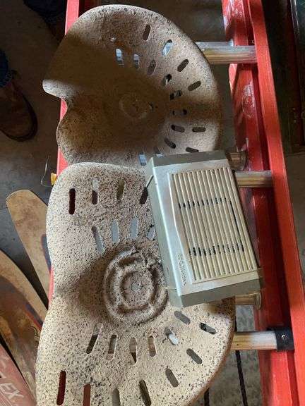 Pair of Tractor Seats with All Transistor Globe Trotter Radio image