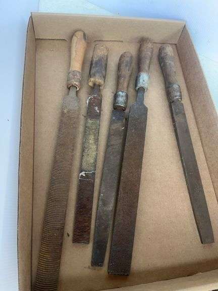 Lot of Five Assorted Metal Files with Handles image