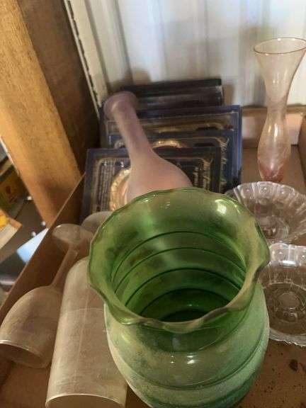 Mixed Lot of Glassware, Soda Bottles, and Silver-Plated Coasters image