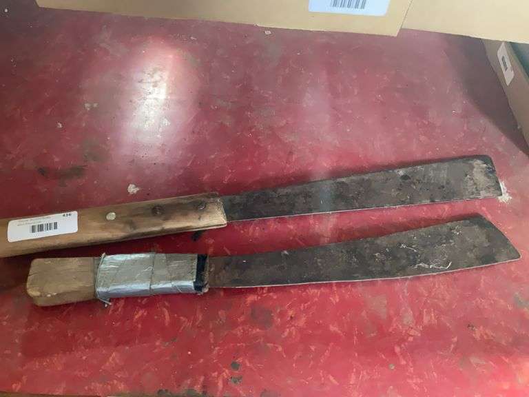 Pair of Machetes with Wood Handles image