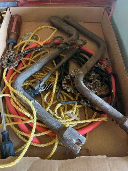 Box Lot of Tools and Chains image