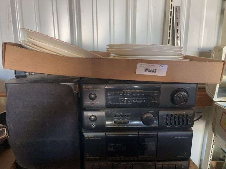 Assorted Decorative Plate Collection and Stereo System image