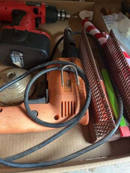 Box Lot with Two Power Drills and Assorted Items image