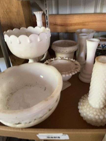 Collection of Milk Glass Bowls and Vases image