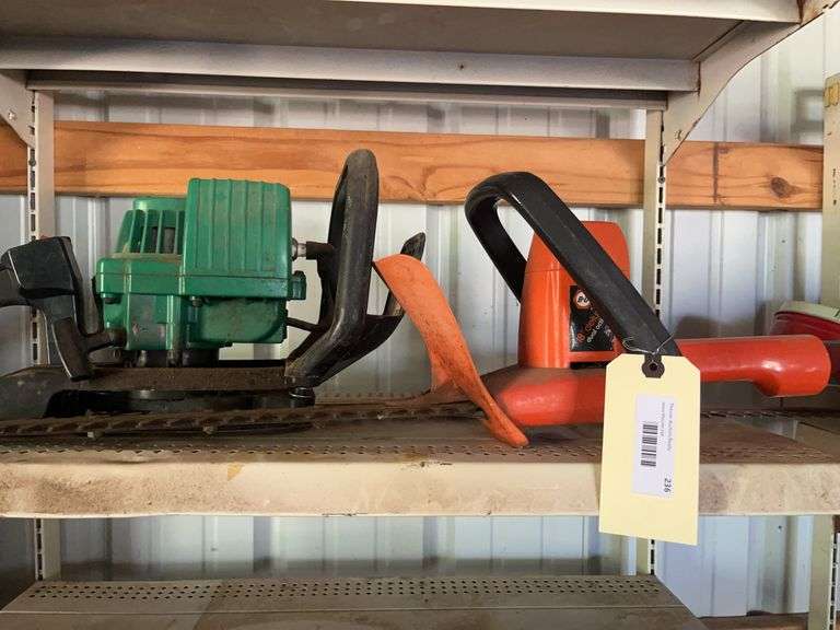 Lot of Two Hedge Trimmers - B&D Deluxe 18" and Green Trimmer image