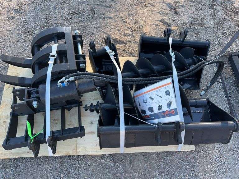 AGT 12EX-ATA Mini Excavator Attachment Set - 9-Piece Package w/ Buckets & Tools image