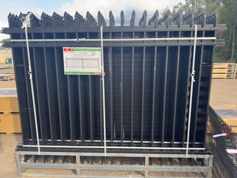 KJ K0608 8'x6' Three-Rail Fence System - 22 Panels, Black Powder Coated, Galvanized