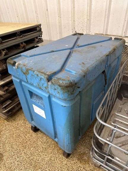 Blue Heavy-Duty Industrial Poly Storage Bin on Casters image
