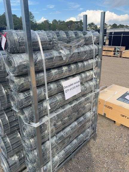 KJ K1230 Hot-Dip Galvanized Field Fence - 4'x100' Roll, 14 Gauge Knotted Mesh image