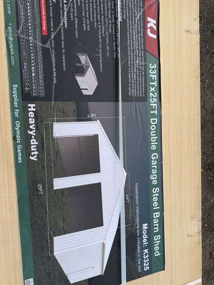 KJ K3325 33'x25' Double Garage Steel Barn - 850 sq.ft., Two 102" Doors, Cream image