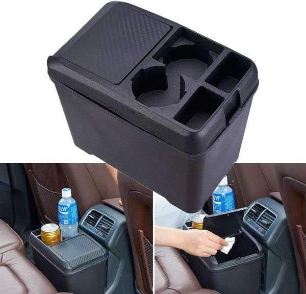 Car Trash Can Bin Waste Container Multi-Function Storage Box Car Cup Holder Car Organizer image