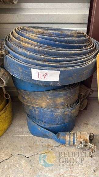 Blue Layflat Hose with Metal Couplings, 50-200 ft, 2-8 in Diameter image