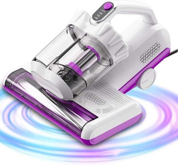 winterbear Mattress Vacuum Cleaner, 17Kpa Suction 500W High Power Handheld Roller-Type Bed Vacuum Cleaner with U-V-C Light & High Heating & Ultrasonic Tech, 2 * 30000Rpm Brush Rolls, Corded, White image