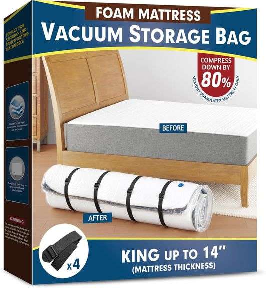Vacuum Mattress Bag for Memory Foam and Latex - Sealed for Easy Movement, Transport and Storage (King/California King) image