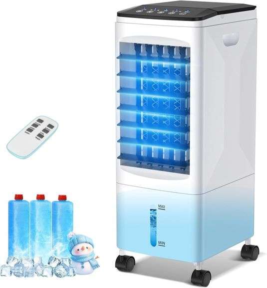 Portable Air Conditioners, 2025 Upgraded 3-in-1 Portable AC with Remote Control, Fast Cooling Evaporative Air Cooler, 3 Speeds, 7H Timer, Air Conditioner for Bedroom, Office, Kitchen (White) image