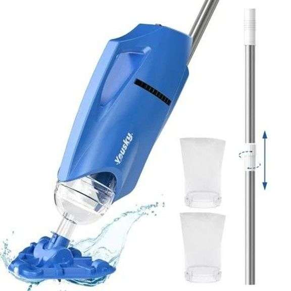 YOUSKY POOL VACUUM FOR ABOVE GROUND POOL, CORDLESS, TELESCOPIC, POWERFUL - BLUE image