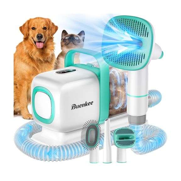 Dog Grooming Vacuum, Dog Vacuum for Shedding Grooming, Low Noise Quiet Dogs Pet Fur Hair Remover Kit, 15kpa Cat Groomer Shedding Brush Attachment Home Cleaning Supplies Set image