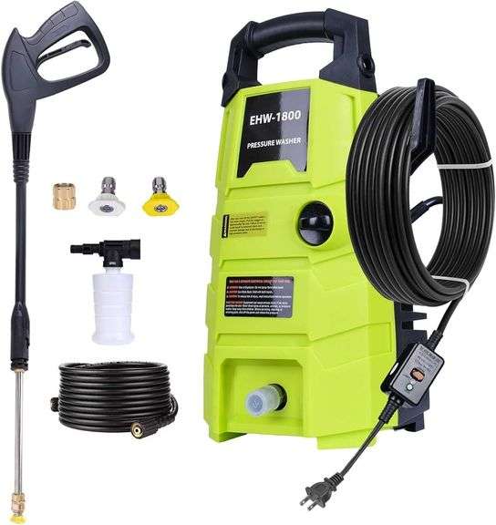 Electric Pressure Washer, 1800PSI 1.6GPM Portable Power Washer with 20FT Hose & 35FT Power Cord, Two Nozzles, 0.4L Soap Bottle for Car Driveways Patio Garden image