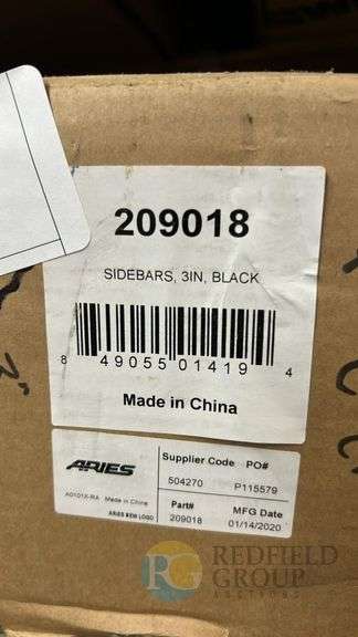 Aries 3-Inch Black Sidebars, Part 209018, MFG 2020, Supplier Code 504270 image