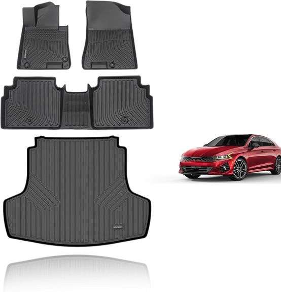 KELCSEECS Floor Mats & Cargo Liner Custom for Kia K5 2021-2026(FWD Only) & Hyundai Sonata 2020-2025 All Weather Protection TPE Floor Liners Front& Rear Row Full Set Accessories Black image