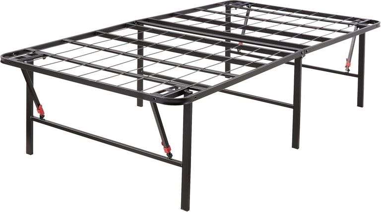 Amazon Basics Foldable Metal Platform Bed Frame with Tool Free Setup, 18 Inches High, Sturdy Steel Frame, No Box Spring Needed, Twin, Black image
