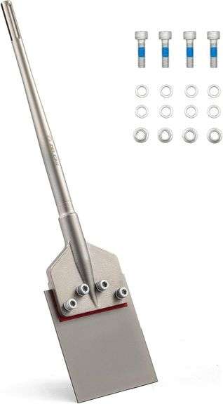 ZELCAN SDS Max Floor Scraper, 6 in. Heavy Duty Thinset Removal Tool with Extra Long Handle, Weldless SDS Max Chisel Bit with 4 Spare Bolts for Ceramic Tiles Hardwood Linoleum Epoxy Carpet image