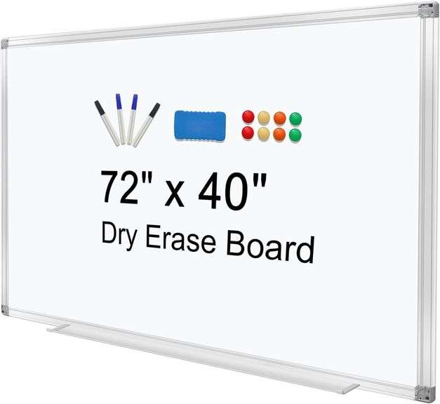 H-Qprobd Dry Erase Board for Wall 72"x40" Aluminum Presentation Magnetic Whiteboard with Long Pen Tray, Wall-Mounted White Board for School, Office and Home image