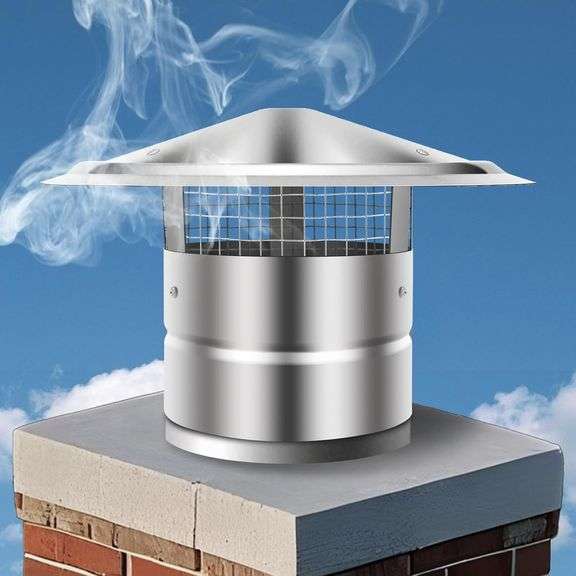 6 Inch Round Chimney Cap, (6/8/10/12) Inch Tapered Top Chimney Cap with Screen, 0.5x0.5 Inch Mesh Screen Stove Pipe Topper, Stovepipe Finial, Galvanized Steel Quality, Silver image