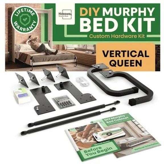 Murphy Bed Kit | Vertical Queen Wall Bed Hardware Kit To Build a DIY Murphy Bed Cabinet image