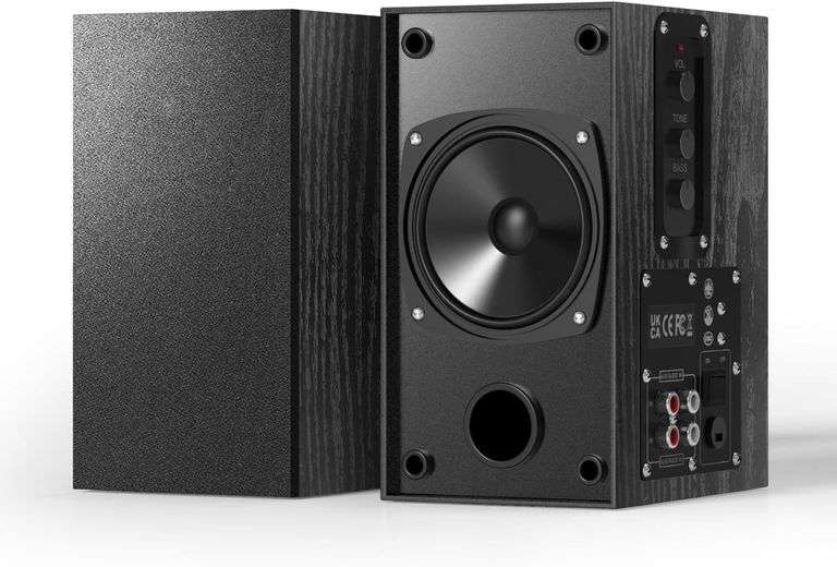 30W X 2 Powered Bookshelf Speakers - 3.5-RCA Input for Turntable, TV, PC, Record Player Speakers with 4 Inch Woofer & Wall Mounted image