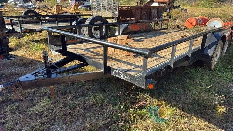 Dual Axle Utility Trailer, 16x6 ft Wood Deck, Ball Hitch, Electric Brakes image