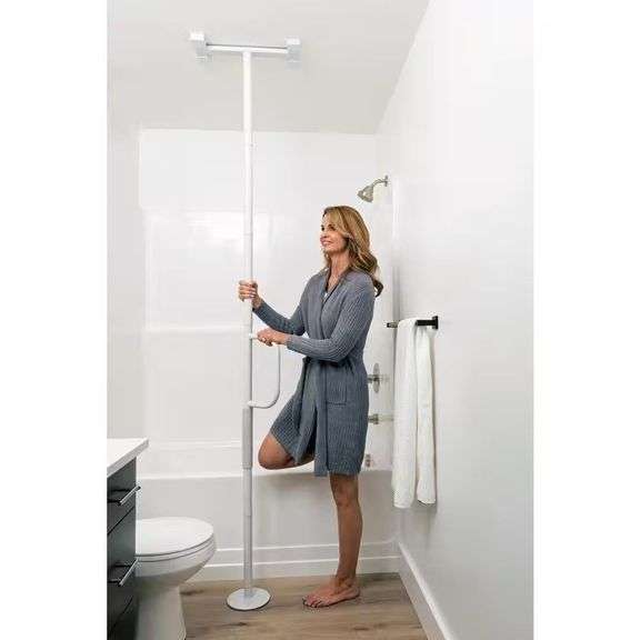 108 in. x 1.5 in. Universal Floor to Ceiling Grab Bar in Glossy White image