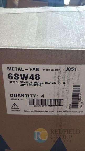 METAL-FAB 6SW48 Single Wall Black Duct Pipe, 6" Diameter x 48" Length image