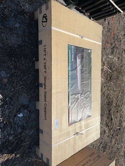 KJ K1119 11ft x 19ft All-Steel Carport - Galvanized Frame & Roof image