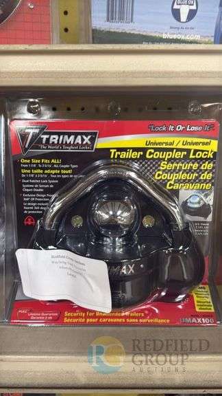 Trimax UMAX100 Trailer Coupler Lock, Universal Fit, Black image