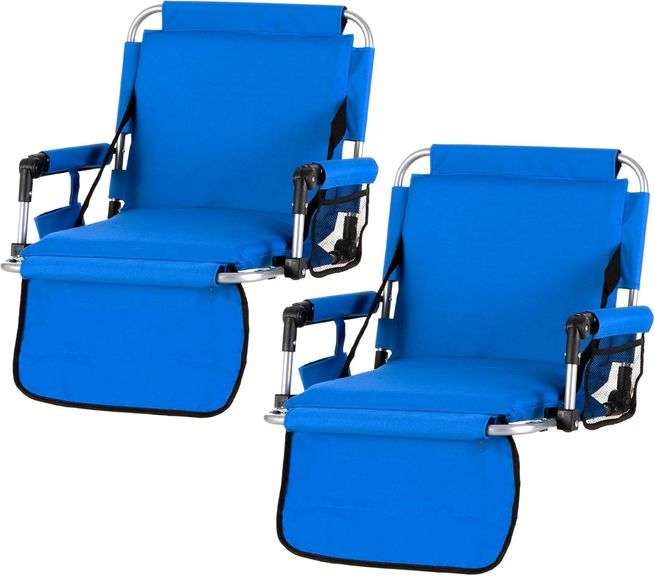 LET'S CAMP Folding Stadium Seat Bleacher Chair with Cup Holder, Mesh Bag and Hide Hooks, Portable Stadium Chair with Back and Cushion image