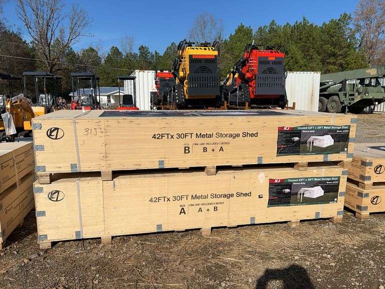 KJ K4230-T 42ft x 30ft Metal Storage Shed - 8ft Walls, Electric Roll Door image