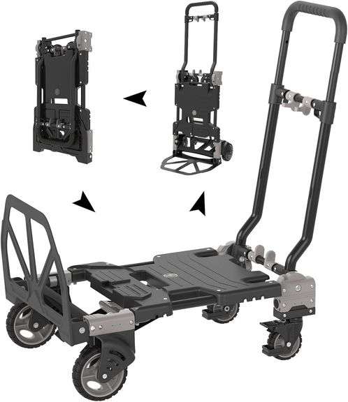 2 in 1Hand Folding Dolly Truck with Wheels (MAX Load Capacity 330 LBS,220LBS) Folding Hand Truck Dolly Cart image