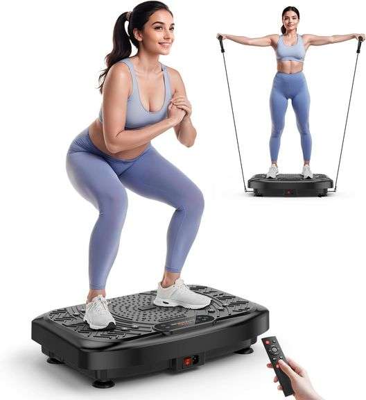 Vibration Plate Exercise Machine Weight Loss, Full Body Workout Vibration Plate Lymphatic Drainage, 199 Adjustable Speeds Power Shaping Vibrating Plate 450 Lbs Capacity Fitness Platform image