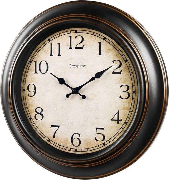 18 Inch Vintage Large Wall Clock for Living Room Decor,Battery Operated Silent Non-Ticking Retro Classic Clocks for Kitchen Fireplace Home Office,House Warming Gifts,Bronze image