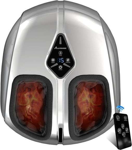Shiatsu Foot Massager with Heat,Vibration,Air Compression and Deep Kneading for Plantar Fasciitis, Neuropathy,Improve Foot Wellness,Gifts for Women & Men Silver image