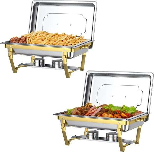 Chafing Dishes for Buffet Set: Chafers for Catering - Chafing Dish Buffet Set with Lids | Chafers and Buffet Warmers Sets | Serving Food Warmer | Chafers Servers Sets image