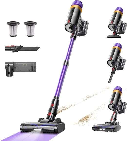 Cordless Vacuum Cleaner, 580W 50KPA 70Mins Upgraded Stick Vacuum Cleaners for Home, Wireless Vacumm with Self-Standing and Touch Screen, Anti-Tangle Brush for Hardwood Floor/Carpet/Pet Hair image