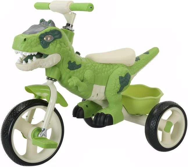 Dinosaur Kids Tricycle for Rider- Toddlers Kid Trike Bike Big Wheel with Music, Storage Basket,Indoor/Outdoor Preschool Daycare Kids Bike,Best Gift for 3-7 Year Old Girls & Boys (Green) image