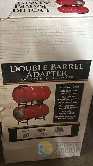 Double Barrel Adapter for Stove Kits, Model DR55, Cast Iron, Red image