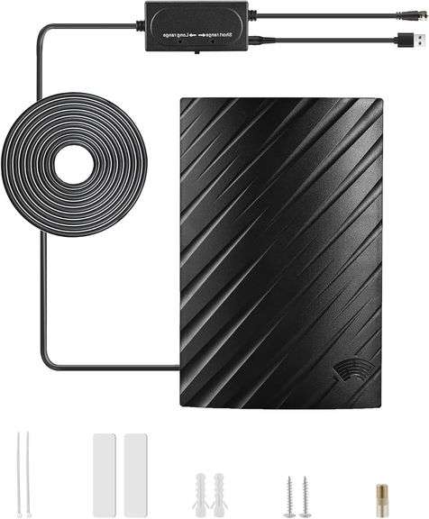 TV Antenna for Smart-TV 25dBi Indoor Digital TV-Antenna with USB Amplifier and F Female to TV Male Adapter 500 Miles Home DVB-T2 Antenna RG174 5m/16.4ft Coax Cable Support 4K 720p 1080p image