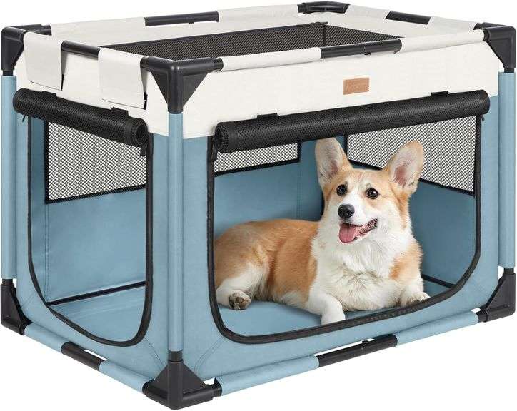 Dog Crate - Soft Pet Kennel for Dogs/Cats, 3-Door Breathable Travel Cage with Mesh Window, Portable Dog Kennel for Indoor & Outdoor, Blue-XL image
