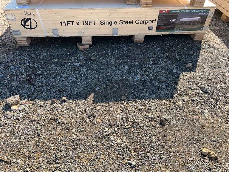 KJ K1119 11ft x 19ft All-Steel Carport - Galvanized Frame & Roof image