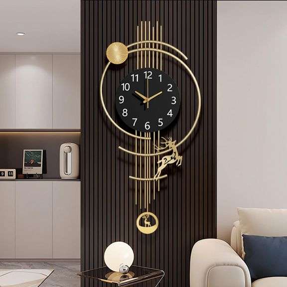 Large Wall Clocks for Living Room,Silent Non Ticking Battery Operated Oversized Modern Wall Clock for Bedroom,Farmhouse,Office,Kitchen Home Wall Decor-14.9x32.2Inch(Golden) image